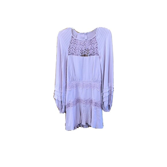 Free People Dresses & Skirts - Free People Women Lilac Crush On You Ruffle Lace Party Mini Dress Long Sleeve 6